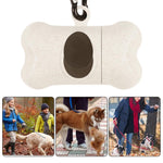 Qpets Dog Waste Bag Dispenser for Outdoor Walks with Carabiner Clip featuring Bone Shape | Wheat Straw Eco Container for Pet Owners
