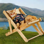 Qpets Cat Scratcher Bed for Relaxation and Furniture Protection with Adjustable Height | 23.6 x 15.7 x 3.9 in Sisal Hemp Wooden Chair