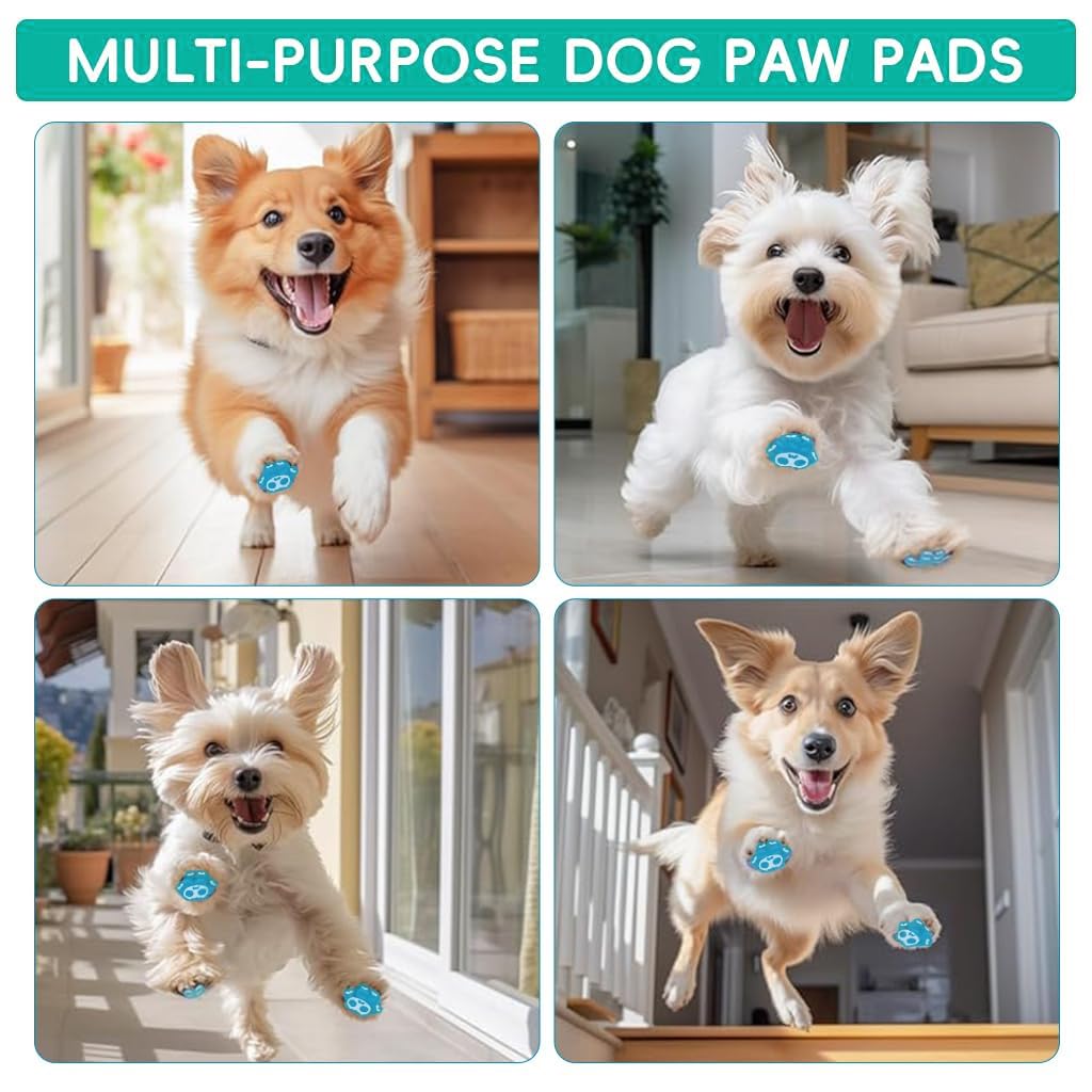 Qpets Dog Paw Protector Pads for Walking with 8Pack 50x46mm Size and Silicone Nubs | Water Resistant Self Adhesive Pads for Senior Dogs
