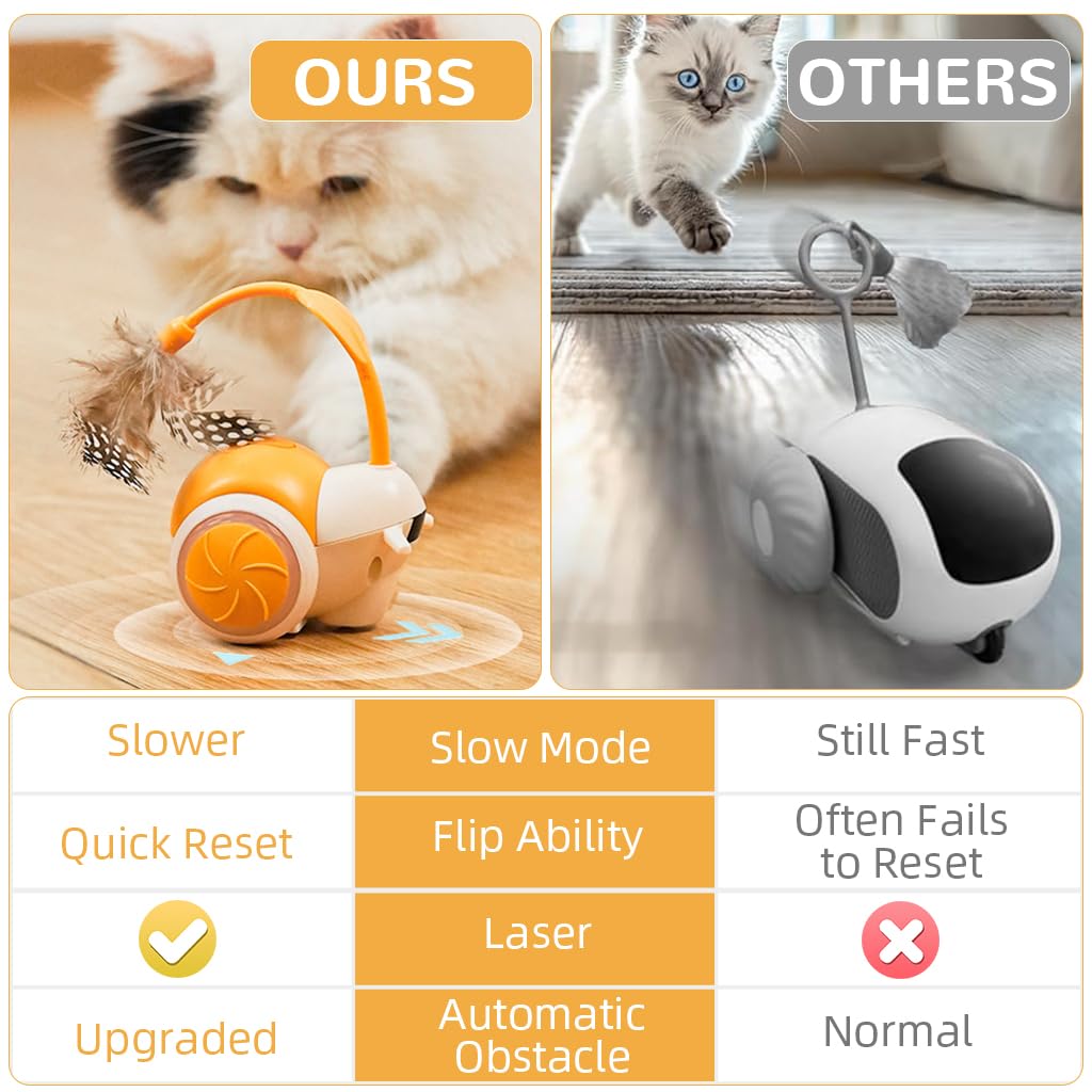 Qpets Cordless Snail Cat Toy with Dual Modes and Motion Sensor | USB Rechargeable 50‑Minute Playtime