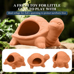 Qpets Turtle Hideout Cave for Aquarium with 13×10×6.7 cm Spacious Interior | Handmade Natural Terracotta Shelter for Fish and Shrimp