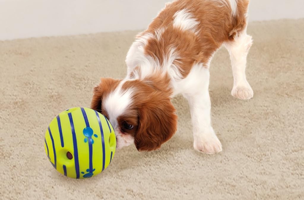 Qpets® Dog Toy Balls 5.5 Inch Chasing Chew Interactive Pet Fun Bouncing Giggle PVC Molar Funny Chewing for Medium Large Dogs 3 PCS