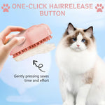 Qpets® Cat Steam Brush, Steam Brush for Cats and Dogs, Dog Steam Brush Steamy Pet Steam Hair Brush, 3 in 1 Dog Hair Brush Dog Comb with UV Sterilization Light (Pink)