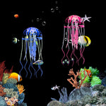 Qpets Realistic Silicone Jellyfish Aquarium Decorations for Fish Tanks featuring Floating Fluorescent Effect | Safe for Freshwater and Saltwater