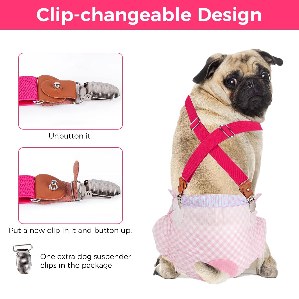 Qpets Dog Diaper Suspenders Strap for Medium Large Pets 34–65cm featuring Secure Clips and Y Shape Harness