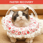 Qpets Cat Recovery Soft E Collar for Surgery Healing with Adjustable Cotton Drawstring 15–31 cm | Comfortable Anti Licking Pillow Design