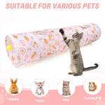 Qpets Cat Play Tunnel Toy with Multi Open Holes and Hanging Plush Ball | 25cm Dia 110cm Long Collapsible Polyester Tube