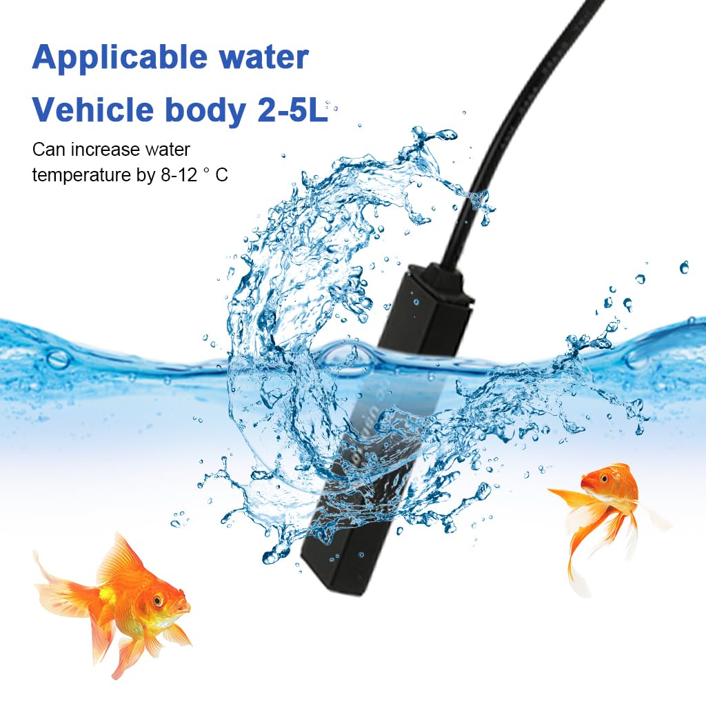 Qpets Aquarium Heater for 1–3 Gallon Tanks with Auto Temperature Control | 10W USB Submersible Design
