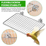 Qpets Mesh Wire Bird Perch for Cage 20x15cm with Flexible Screw Fixing and Stainless Steel Platform