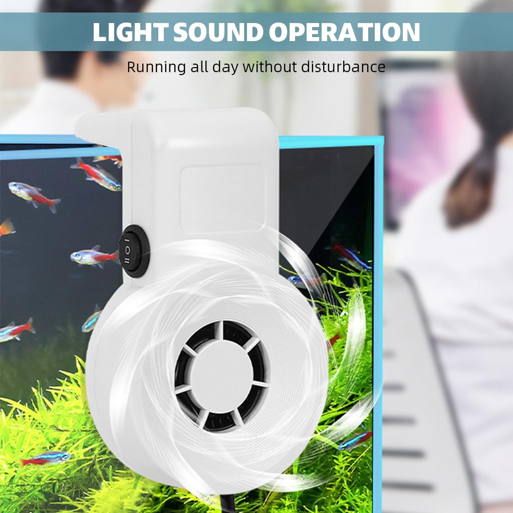 Qpets Aquarium Cooling Fan for Rimless Tanks with 2 Speed Settings and Silent USB Operation