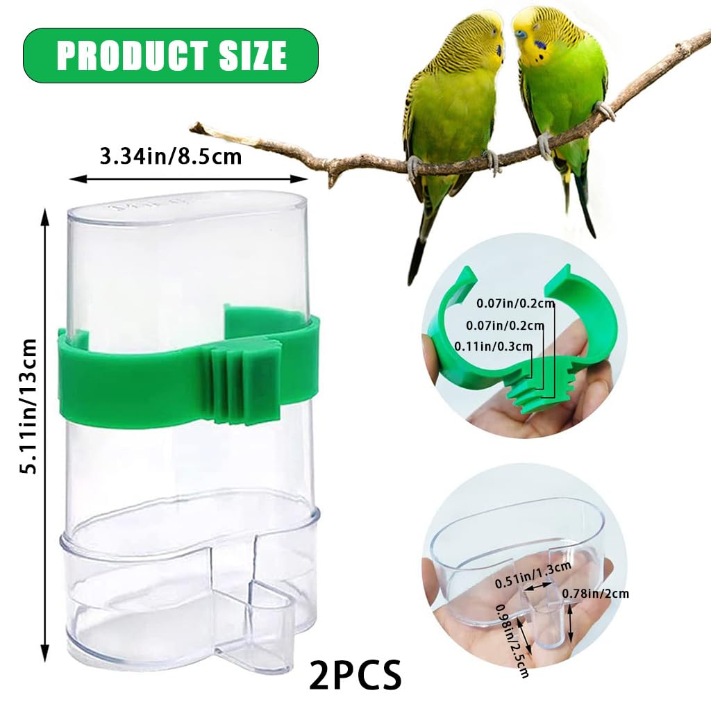 Qpets Bird Feeder for Cage with 220 ml Capacity and External Hanging Design | Transparent PVC Feeder for Parakeets and Finches