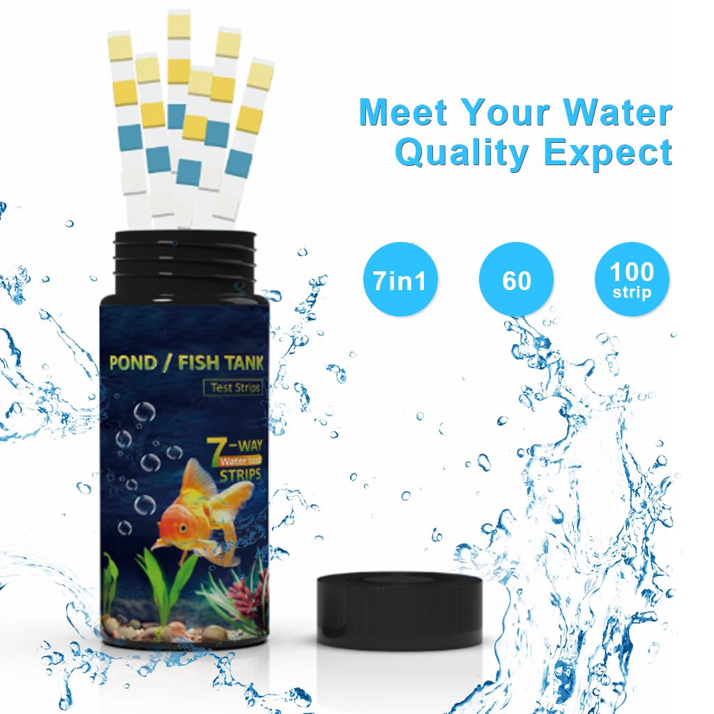 Qpets PH Water Testing Strips for Aquarium and Drinking Water with 7 in 1 Indicators | 100 Count