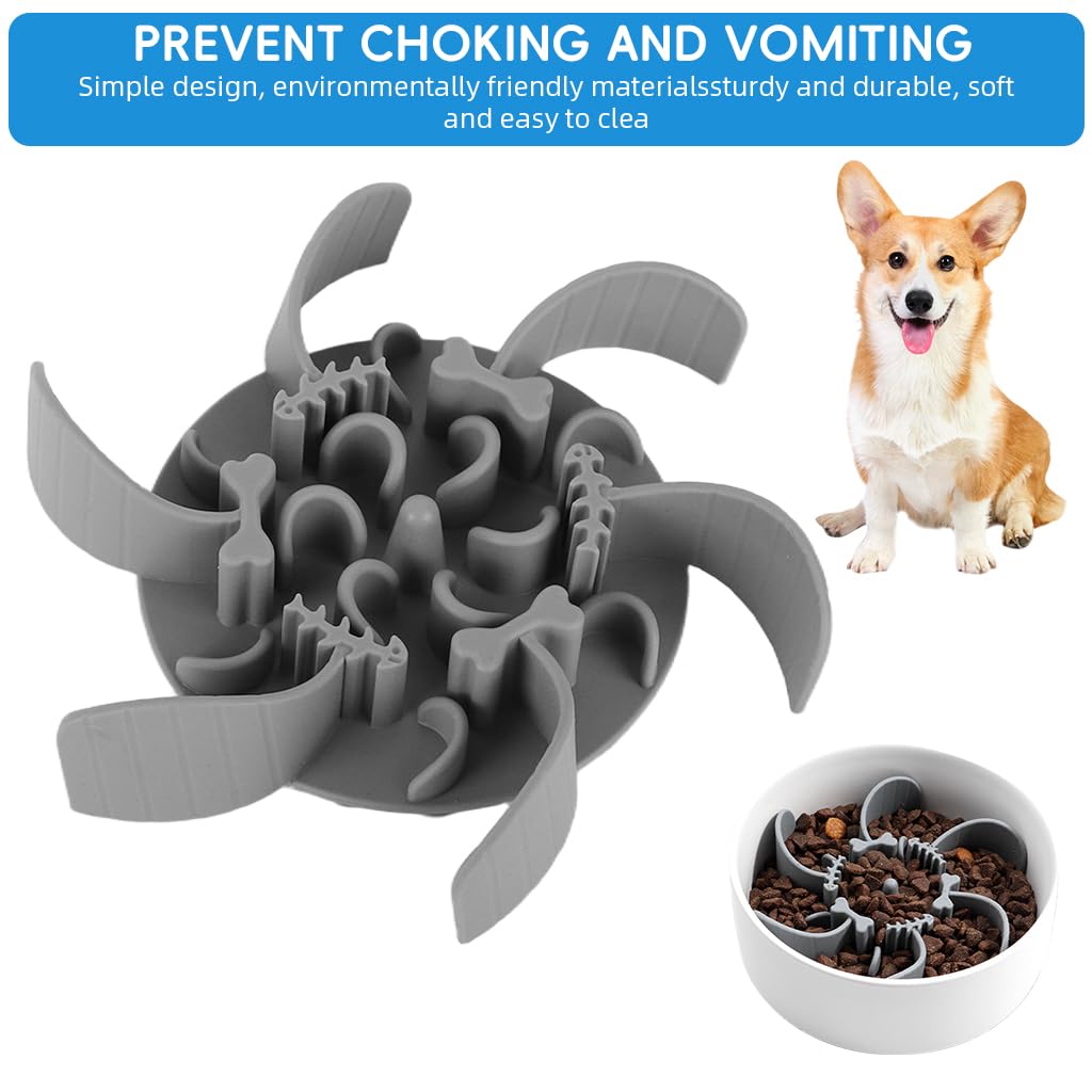 Qpets Slow Feeder Insert for Dogs and Cats with Puzzle Design and 4.3 in Fit | Food Grade Silicone