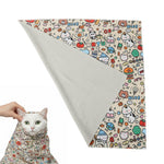 Qpets® 27.5'' Cat Swaddle Wrap with Self-Closure, Pet Grooming Restraint Towel, Anti-Scratch Cat Bath Wrap for Nail Trimming, Vet Care & Medication Handling, Tablet, Laptop & Camera Protection