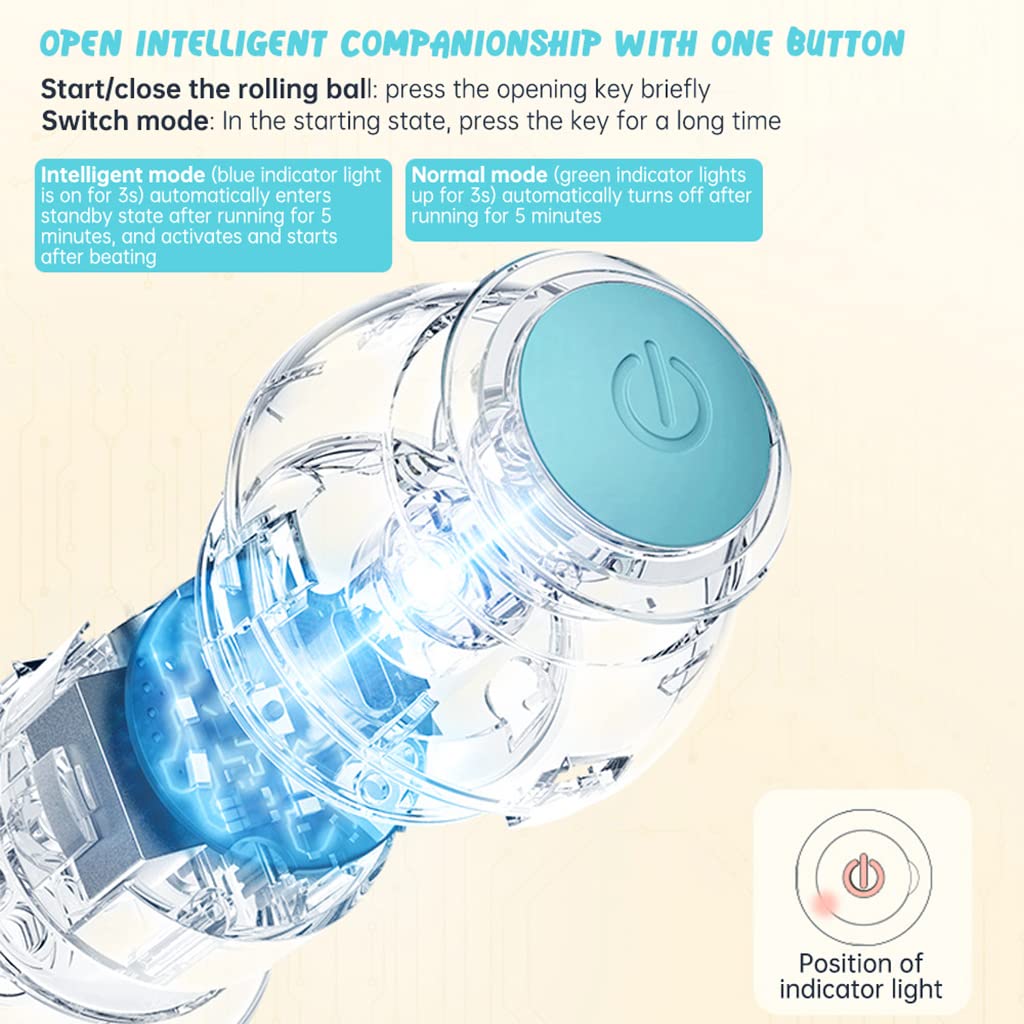 Qpets Smart Cat Toy Ball for Indoor Play with 360° Auto Rotation & LED Lights | USB-C Rechargeable 43mm ABS Silicone