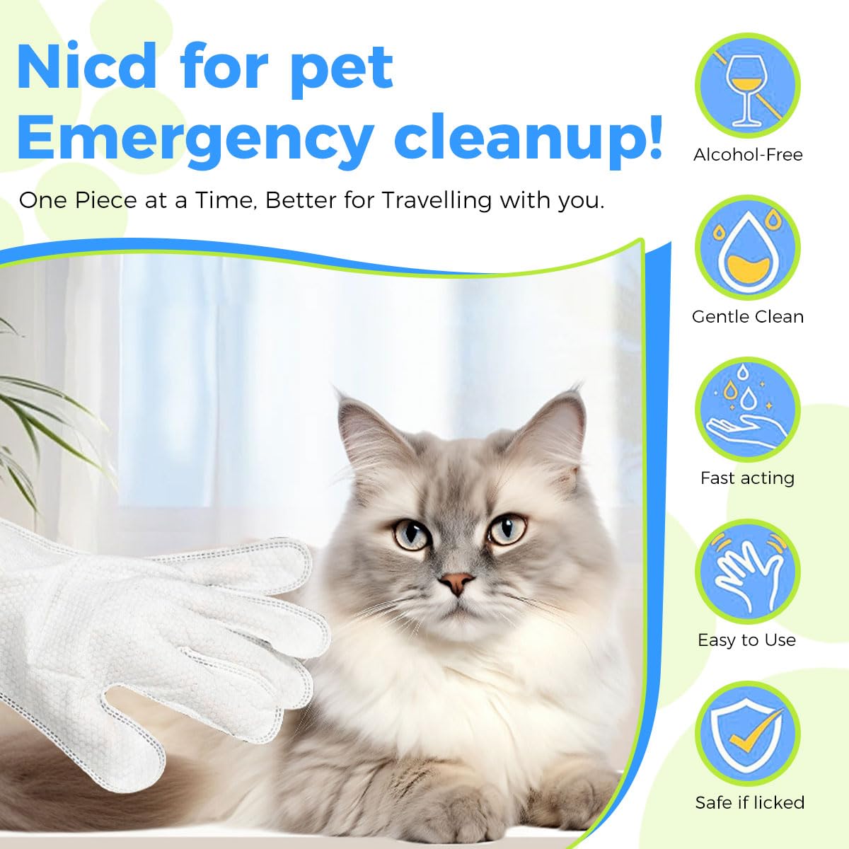 Qpets Pet Grooming Mitts for Dogs and Cats with Waterless Cleaning | 20 Count Pack