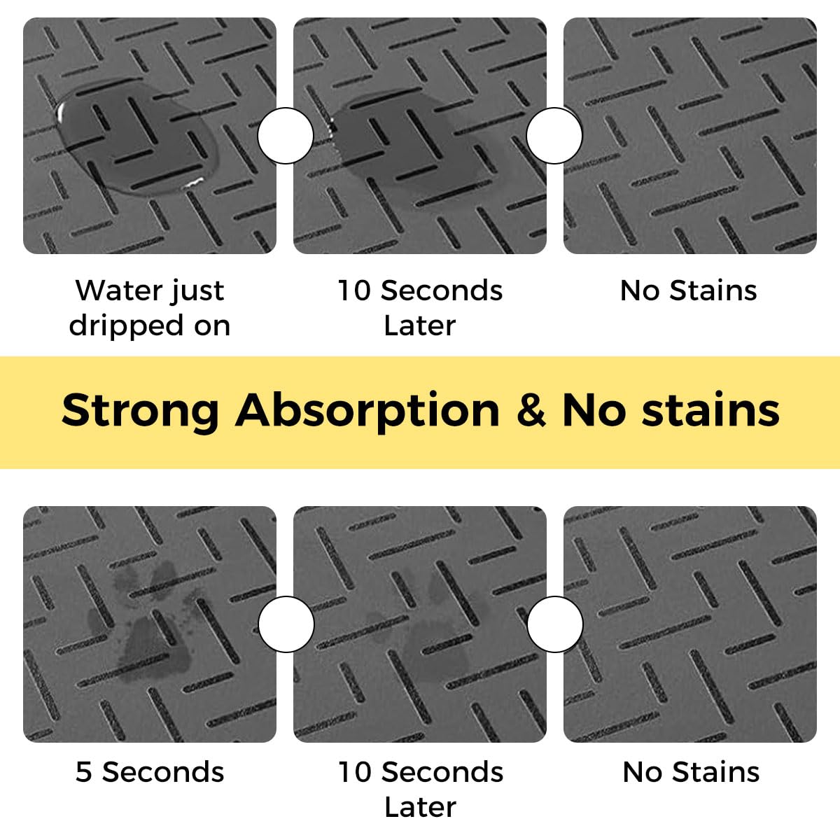 Qpets Pet Food Water Bowl Mat for Mess Free Feeding featuring Anti Slip Base and 40x60cm Diatom Mud Surface | Neutral Grey Design