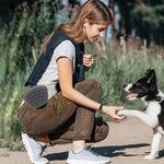 Qpets Dog Treat Pouch for Training and Walking with Zipper Closure and 1.67 Cups Capacity | Food Grade Silicone Grey