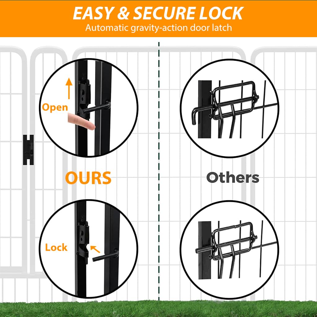 Qpets Metal Dog Playpen for Indoor Use with Door and 7 Panels 60x60cm | DIY Foldable Pet Fence