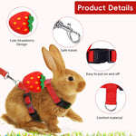 Qpets Rabbit Harness for Small Pets with Escape-Proof Dual Strap and Quick Release Buckle | Red Strawberry Plush Design