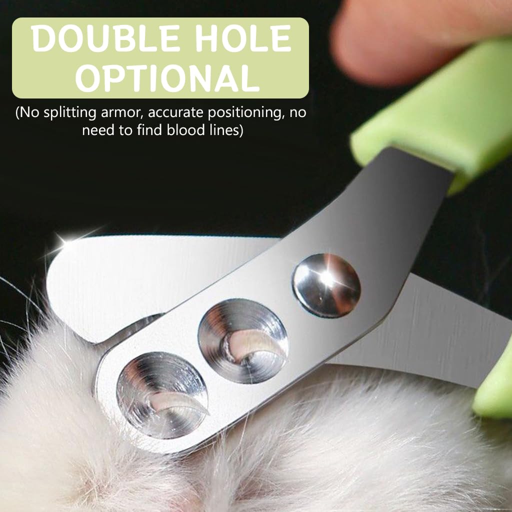 Qpets Cat Nail Clipper for Cats and Dogs with Dual Hole Design and Ergonomic Handle | Stainless Steel Blades and Built in Nail File