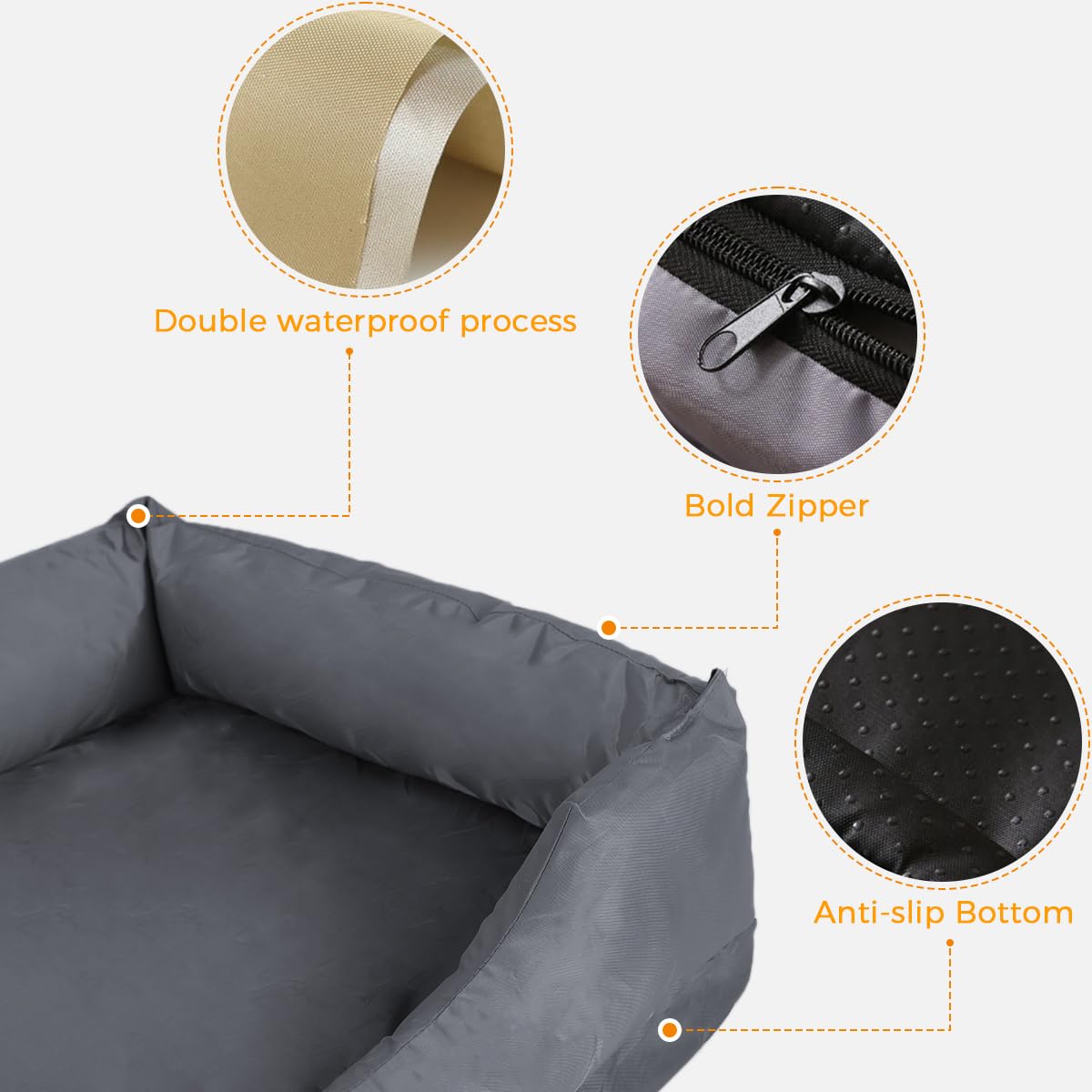 Qpets Dog Couch for Small and Medium Pets featuring Anti Slip Base and 210 Oxford Cloth Waterproof Cover 75x55x19cm