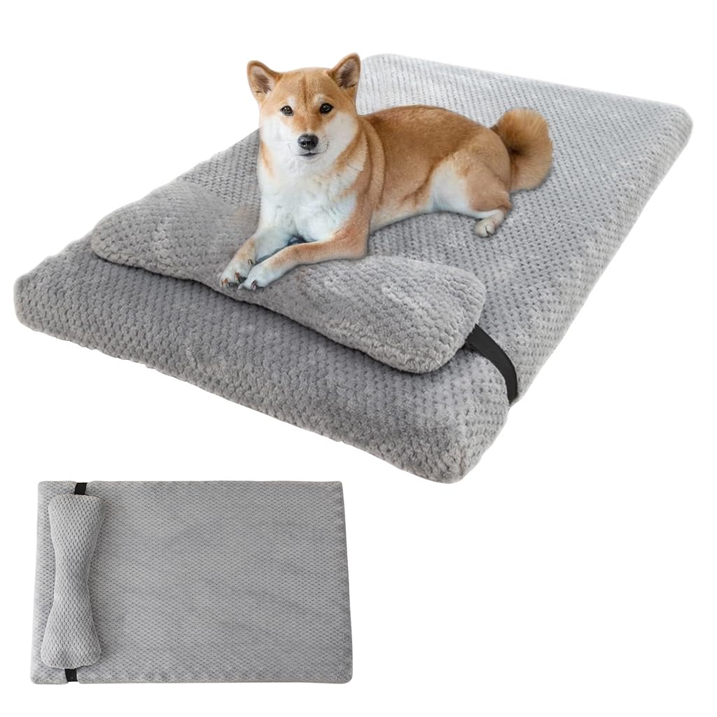 Qpets Dog Bed Large Size 75×50 cm with Waterproof Removable Cover and Anti‑Slip Base | Plush Pillow Support for Cats and Dogs
