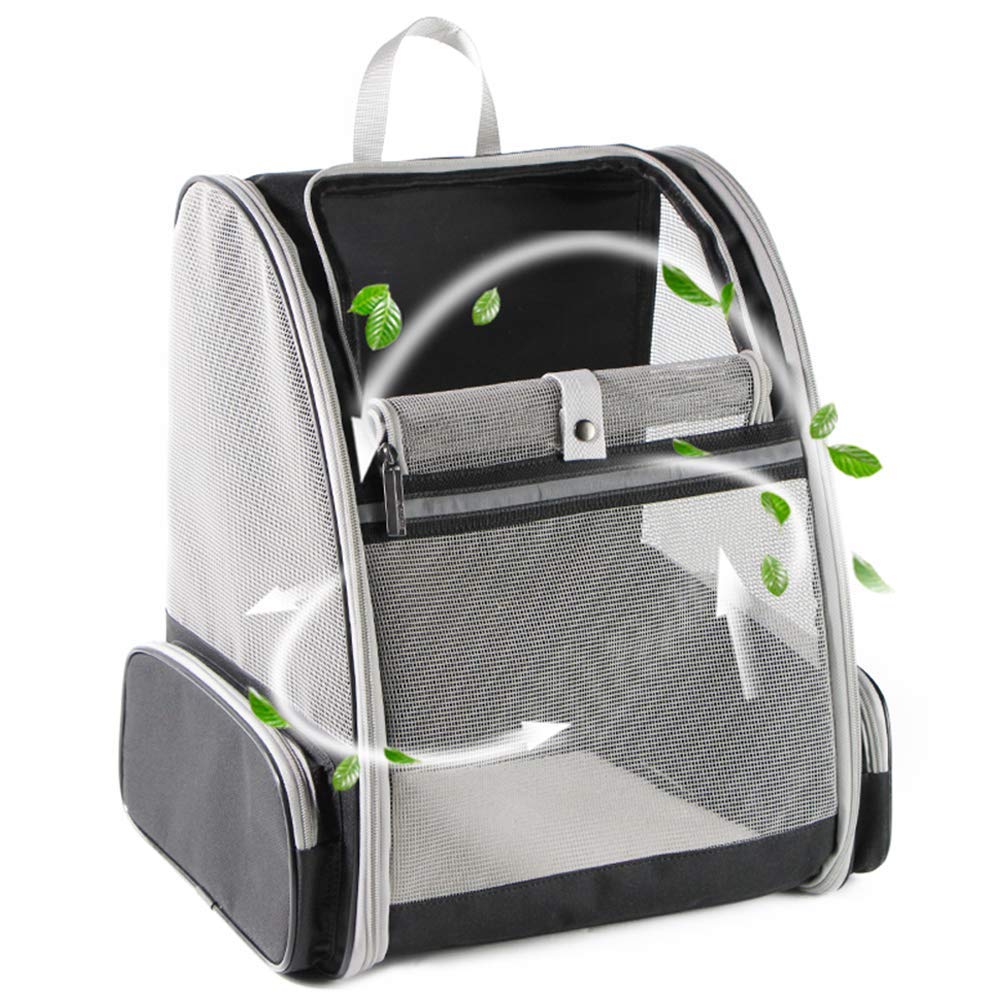 Qpets Cat Carrier Backpack for Travel featuring Three Side Opening Design | Grey 15.2×11.4×16.5 in