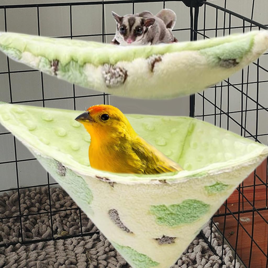 Qpets Hamster Hammock Set with Double Sided Plush Cone Pocket for Small Pets | All Season Cage Bed