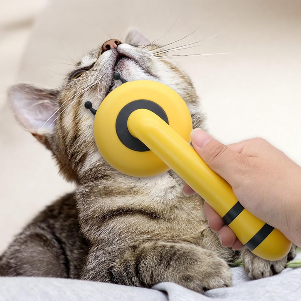 Qpets Grooming Brush for Dogs and Cats featuring 3.3 in Slicker Head with One Button Clean | Stainless Steel Bristles and Anti Slip Handle