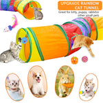 Qpets Cat Toy Set for Indoor Play with Tunnel and Teaser Wand | 20 pcs Non Toxic Toys
