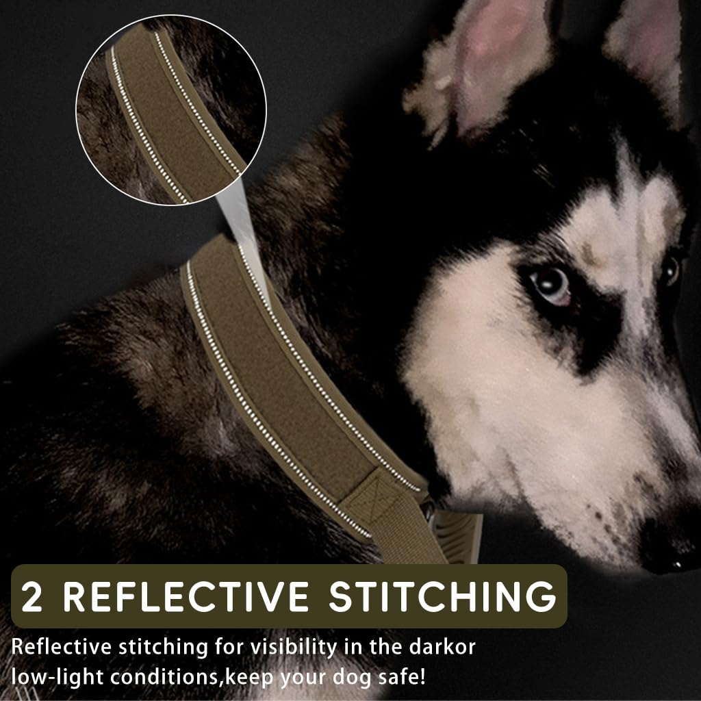 Qpets Dog Collar for Large Breeds featuring Control Handle & Metal D Ring | Reflective Nylon 75 cm