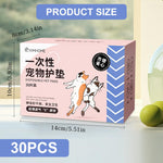 Qpets Dog Diaper Liners for Puppies and Seniors with Sticky Backing | 30 Count Breathable Cotton Pads