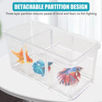 Qpets Mini Desk Fish Tank for Home or Office with 3 Layer Dividing Inserts and Air Lid | Clear Acrylic 9.5×19 cm