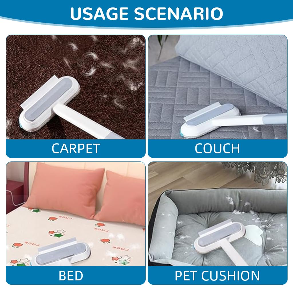 Qpets Cat Brush for Grooming and Furniture Cleaning with 23.6 in Long Handle | 4 in 1 Interchangeable Design