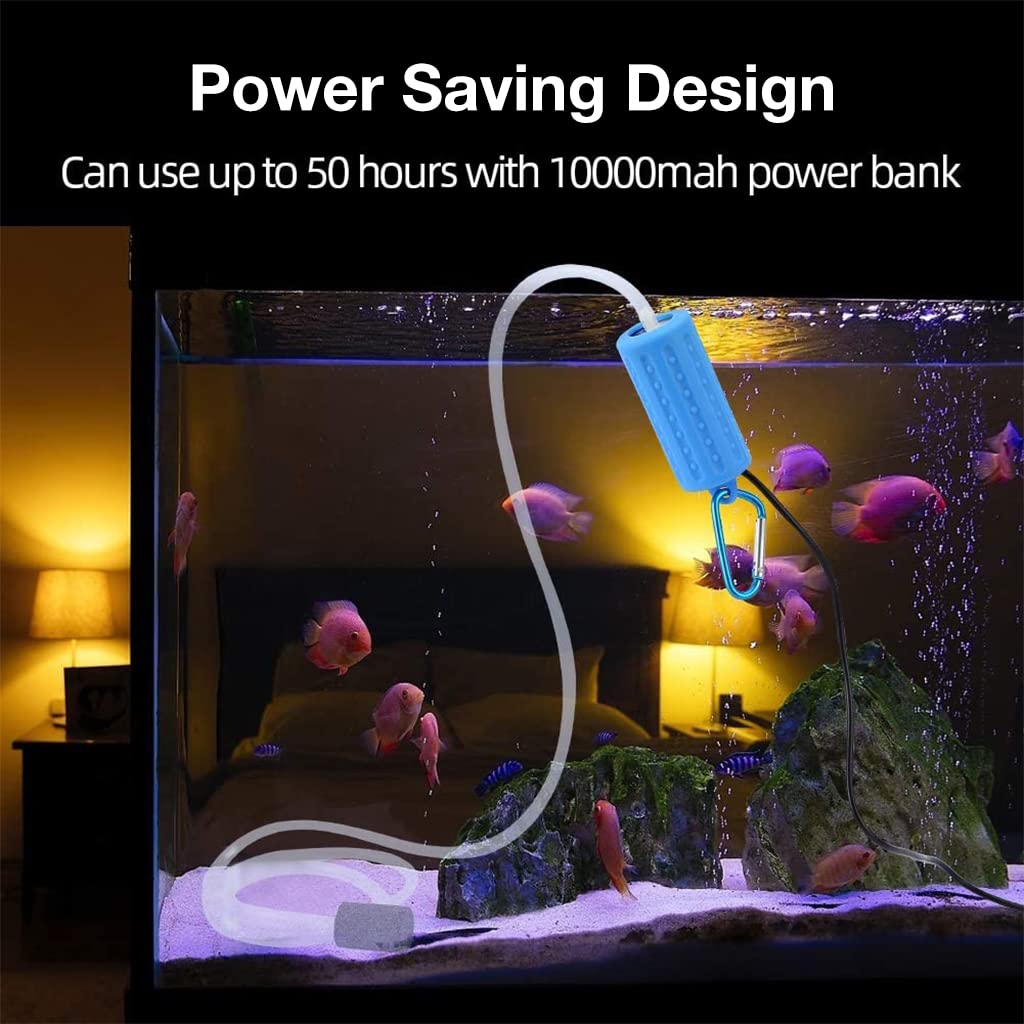 Qpets Aquarium Air Pump for Small Tanks with Ultra Quiet USB Power 0.2 W Efficiency | 2 PCS