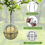 Qpets Metal Wire Bird Feeder for Suet Balls and Nuts featuring 2.76 in Ball Shape | Ideal for Garden and Balcony