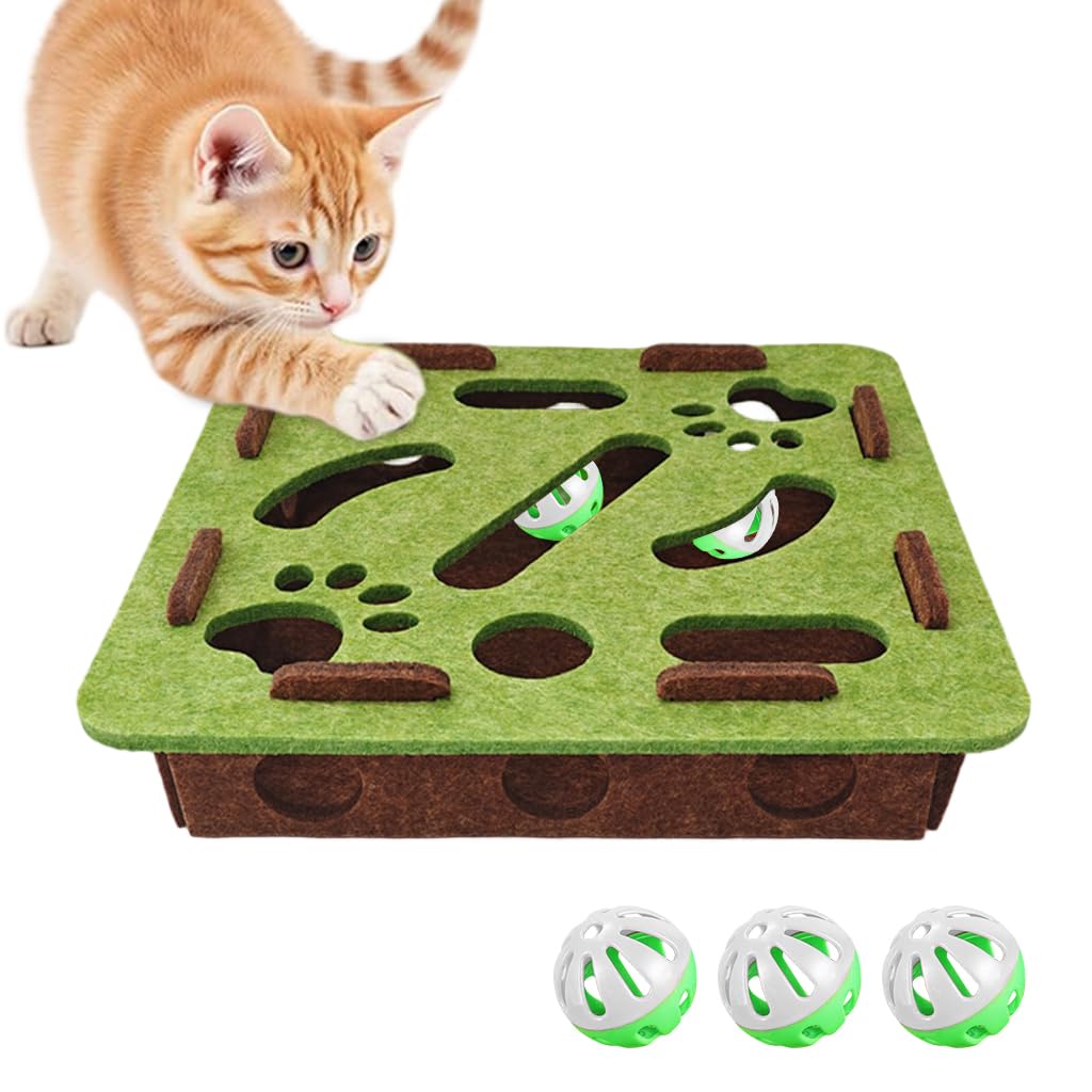 Qpets Cat Turntable Toy for Interactive Play with 3 Layer Track and Feather Teaser | Treat Dispenser and ABS Construction