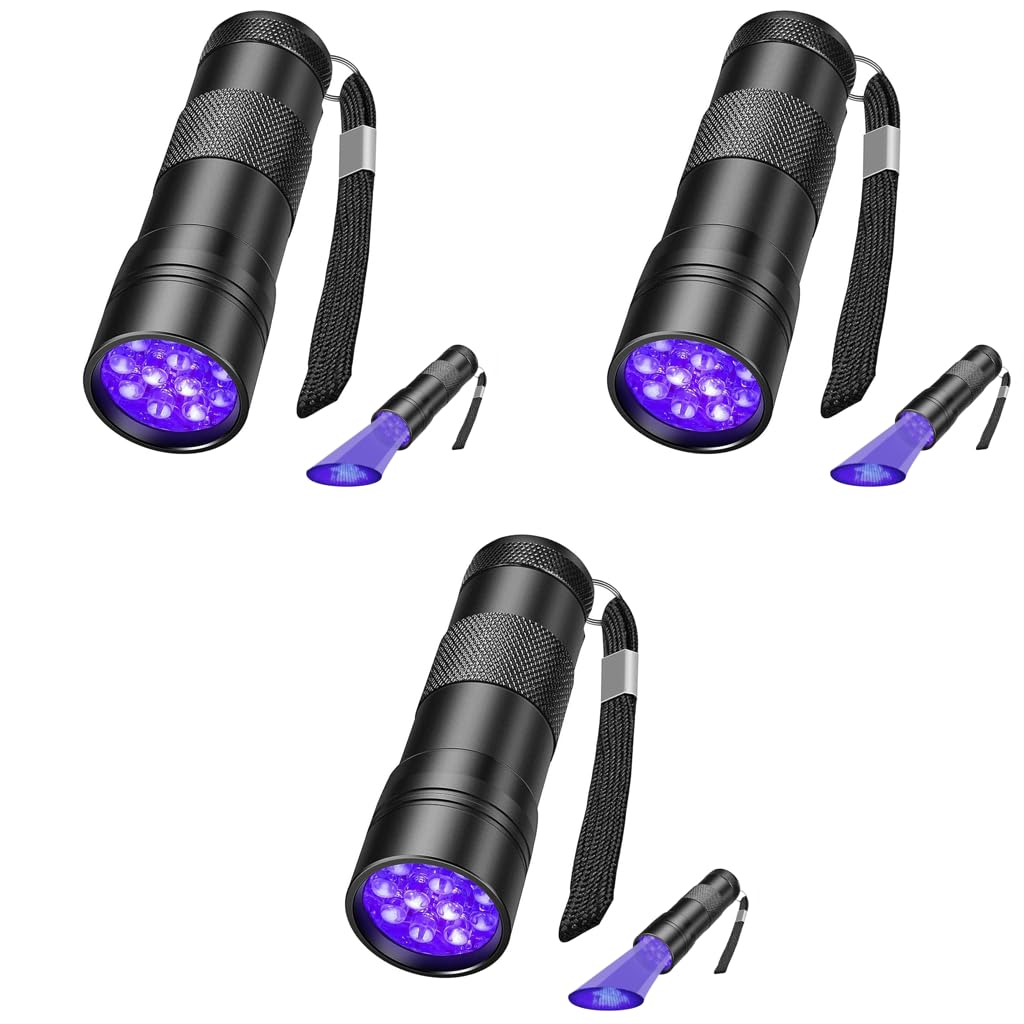Qpets UV Light Torch for Pet Stain and Leak Detection with 12 LEDs and Aluminum Alloy Body