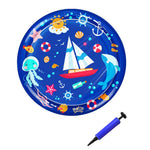 Qpets Inflatable Pet Cooling Water Pad for Dogs and Cats with Manual Air Pump 25.5 in | Non-Toxic PVC Cartoon Mat