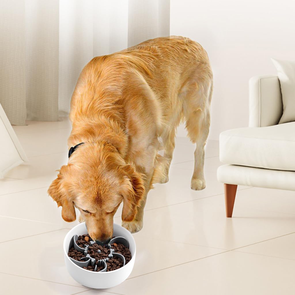 Qpets Slow Feeder Insert for Dogs and Cats with Puzzle Design and 4.3 in Fit | Food Grade Silicone