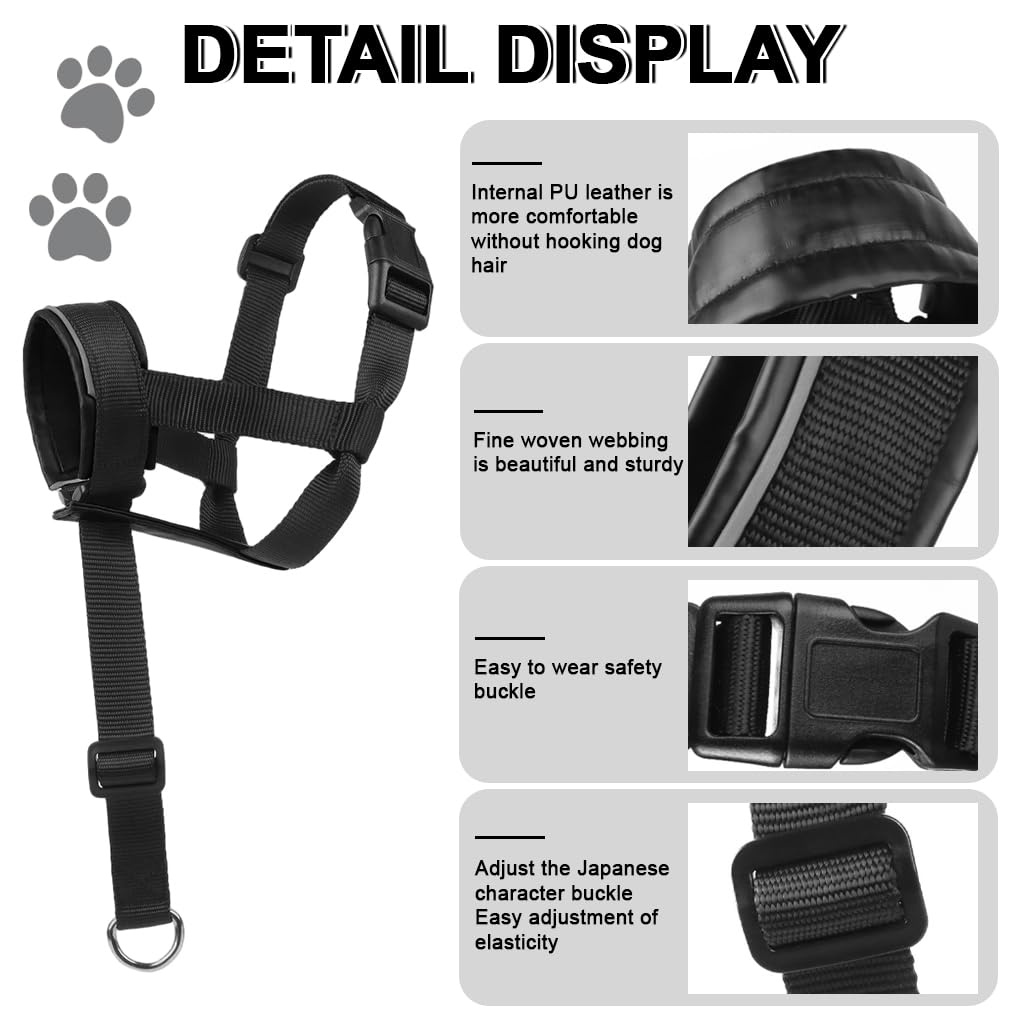 Qpets Dog Head Collar for No Pull Training with Quick Release Buckle and Soft Leather Liner