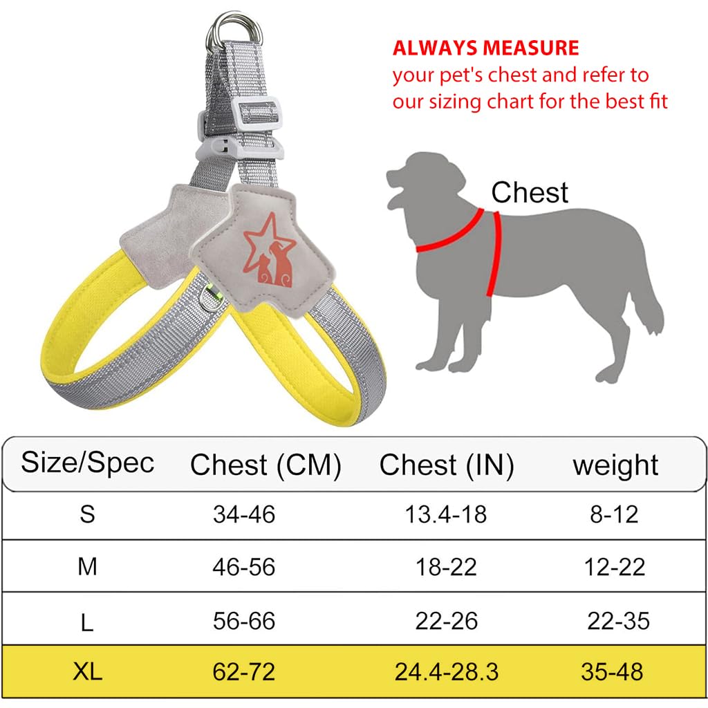 Extra Large Dog Harness, Adjustable Outdoor Pet Vest Harness, Dog Harness with Safety Reflective Strap & Fashionable Double D-Rings, Easy to Control for Large Dogs (Without Leash, Size XL)