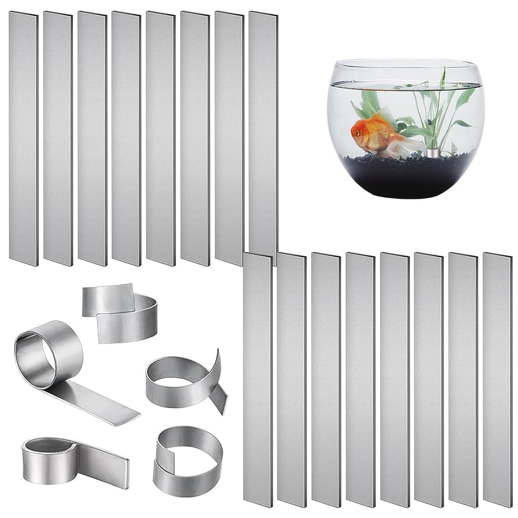 Qpets Aquarium Lead Strip for Anchoring Plants with Bendable Dense Design 16 Pcs 110mm x 10mm