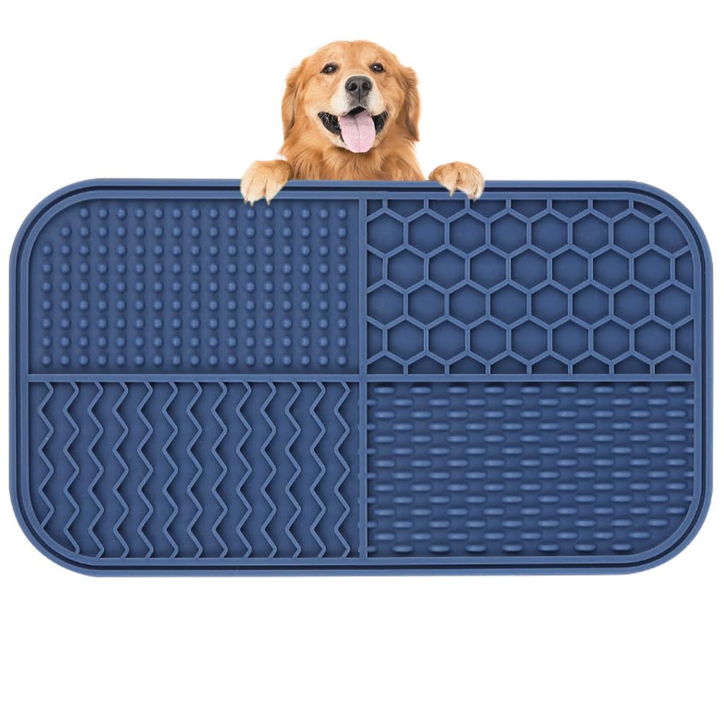 Qpets Lick Pad for Dogs and Cats with 4 Pattern Design and 9x5 in Size | Food Grade Silicone Slow Feeding Mat