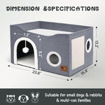 Qpets Cat Bed for Playful Cats with Double Layer 60.5×40.5×33.5 cm Cave and Hemp Scratcher Board