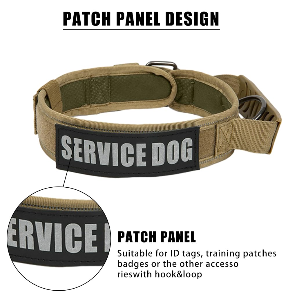 Dog Collar Nylon Tactical Dog Collar with D Ring & Handle Adjustable Dog Collar with Reflective Safety Strip Dog Training Collar for Medium Large Dogs(XL, 20''-25.5'')