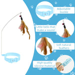 Qpets Cat Teaser Toy for Self Entertainment with Swivel Steel Wire and 5 Feather Charms