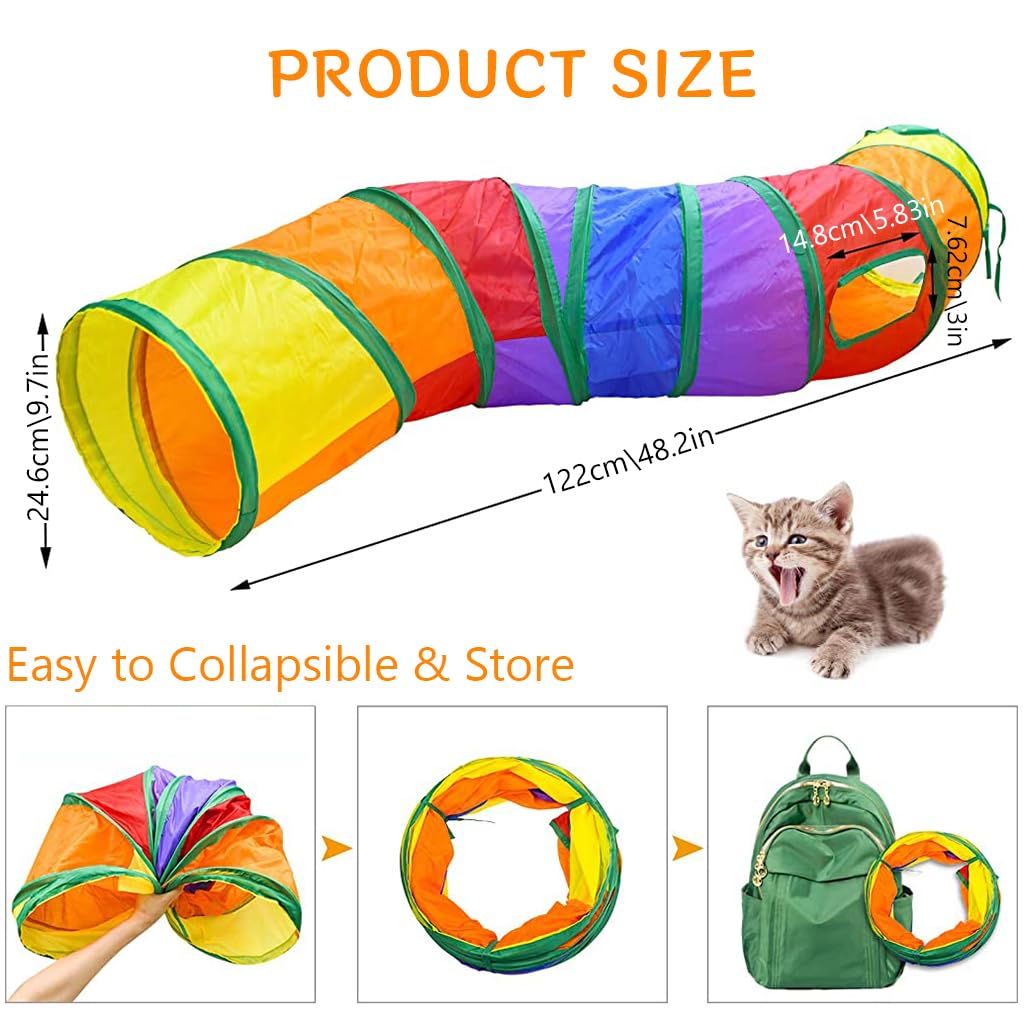 Qpets Cat Toy Set for Indoor Play with Tunnel and Teaser Wand | 20 pcs Non Toxic Toys