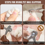 Qpets® Cat Nail Cutter for Persian Cats - Cute Bear Handle Design, Stainless Steel Trimmer with Crescent Blade & 2mm Hole, Brown Portable Nail Clipper for Small Pets Grooming (2Pcs)